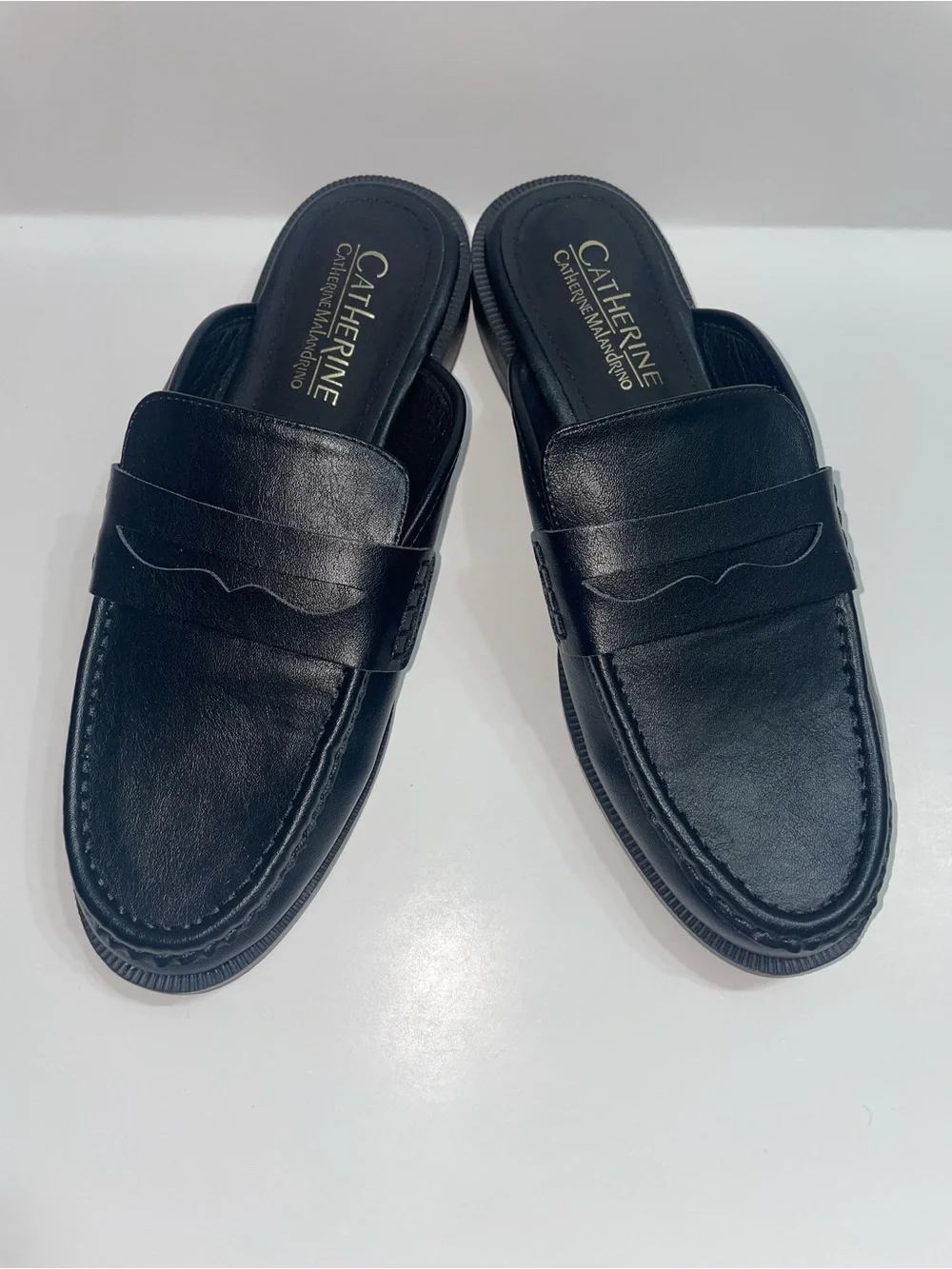 Catherine Malandrino Black Slip-On Fux Leather Loafers Women’s Size 8 1/2